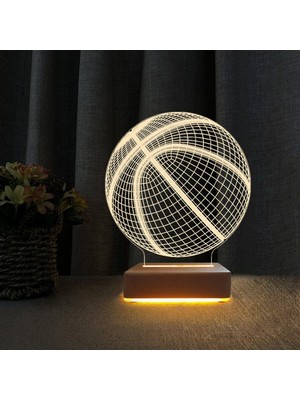 Sarı Basketbol Topu 3D LED Masa Gece Lambası, Şık ve Parlak Tasarım