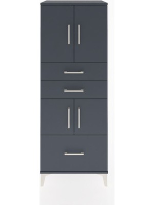 Hyperion Dolap 3 Raflı 3 Çekmeceli 4 Kapaklı 60X44X163 Antrasit-Antrasit