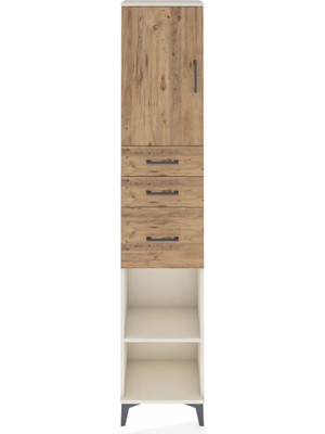 Arges Dolap 3 Raflı 3 Çekmeceli Tek Kapaklı 44X30X221 Aytaşı-Çam