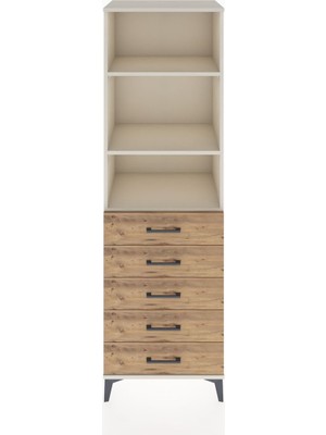 Hyperion Dolap 3 Raflı 5 Çekmeceli 60X44X195 Aytaşı-Çam