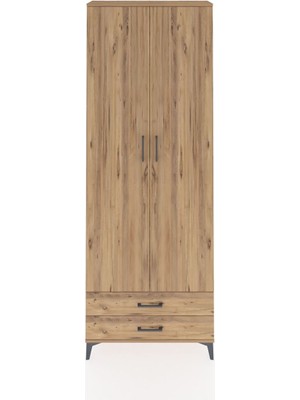 Arges Dolap 5 Raflı 2 Çekmeceli 2 Kapaklı 88X30X243 Çam-Çam