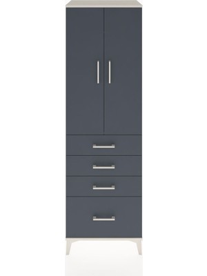 Hyperion Dolap Tek Raflı 4 Çekmeceli Tek Askılı 60X44X195 Aytaşı-Antrasit