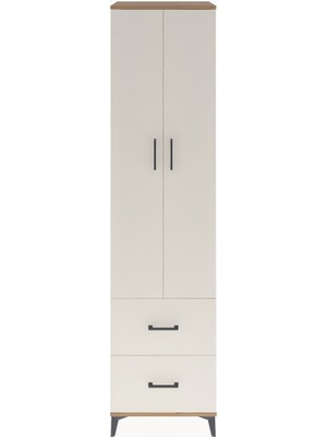 Hyperion Dolap 5 Raflı 2 Çekmeceli 2 Kapaklı 60X44X243 Çam-Aytaşı