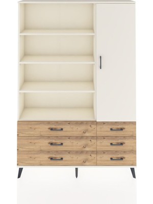 Arges Dolap 8 Raflı 6 Çekmeceli Tek Kapaklı  132X30X195 Aytaşı-Aytaşı/çam