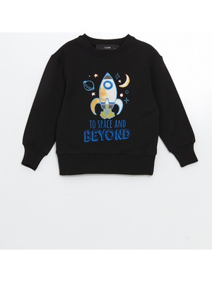 Lc Waikiki Yeni Sezon Bisiklet Yaka Baskılı Erkek Bebek Sweatshirt