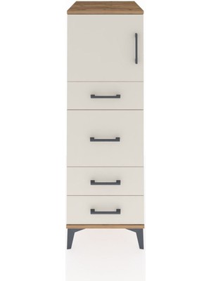 Kronos Dolap Tek Raflı 4 Çekmeceli Tek Kapaklı 44X59X134 Çam-Aytaşı