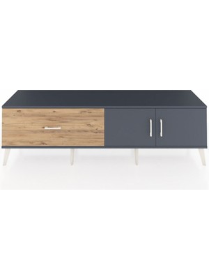 Hyperion Tv Ünitesi Tek Raflı Tek Çekmeceli 2 Kapaklı 176X44X51 Antrasit-Antrasit/çam