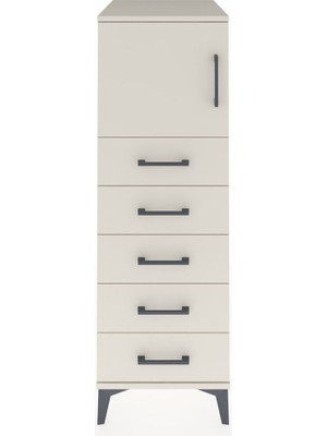 Kronos Dolap Tek Raflı 5 Çekmeceli Tek Kapaklı 44X59X134 Aytaşı-Aytaşı