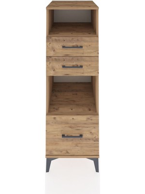 Kronos Dolap 2 Raflı 3 Çekmeceli 44X59X134 Çam-Çam
