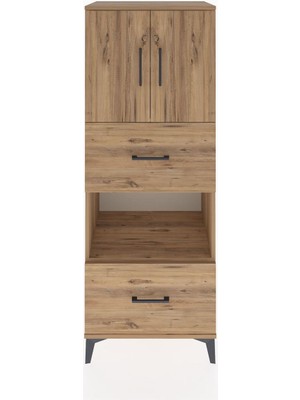 Hyperion Dolap 3 Raflı 2 Çekmeceli 2 Kapaklı 60X44X163 Çam-Çam
