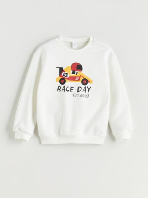 Lc Waikiki Yeni Sezon Bisiklet Yaka Baskılı Erkek Çocuk Sweatshirt