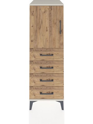 Kronos Dolap 2 Raflı 4 Çekmeceli Tek Kapaklı 44X59X134 Aytaşı-Çam