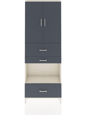 Arges Dolap 4 Raflı 3 Çekmeceli 2 Kapaklı 88X30X243 Aytaşı-Antrasit