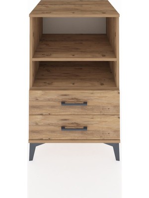Kronos Komodin 2 Raflı 2 Çekmeceli 60X59X96 Çam-Çam
