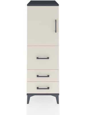 Kronos Dolap Tek Raflı 3 Çekmeceli Tek Kapaklı 44X59X134 Antrasit-Aytaşı