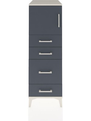 Kronos Dolap Tek Raflı 4 Çekmeceli Tek Kapaklı 44X59X134 Aytaşı-Antrasit