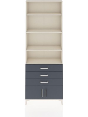 Arges Dolap 4 Raflı 3 Çekmeceli 2 Kapaklı 88X30X243 Aytaşı-Antrasit