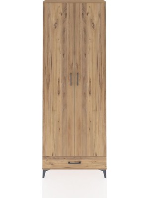 Arges Dolap 6 Raflı Tek Çekmeceli 2 Kapaklı 88X30X243 Çam-Çam