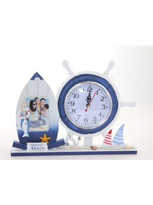 Ahşap Marin Dümenli Çerçeveli Saat Model 1