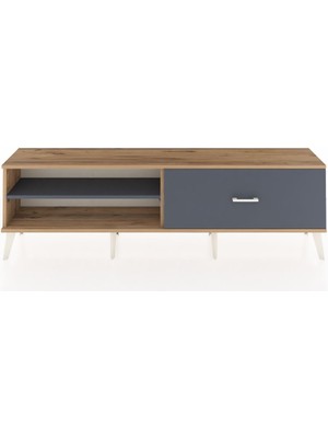 Arges Tv Ünitesi Tek Raflı Tek Çekmeceli  176X30X51 Çam-Antrasit/antrasit