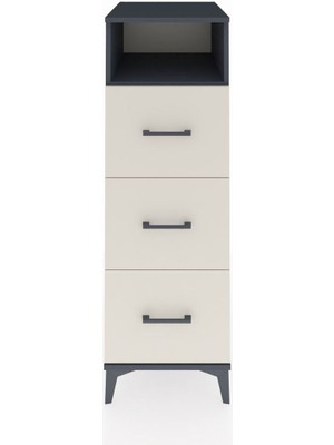 Kronos Dolap Tek Raflı 3 Çekmeceli 44X59X134 Antrasit-Aytaşı