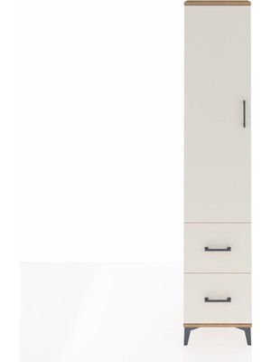 Arges Dolap 4 Raflı 2 Çekmeceli Tek Kapaklı 44X30X221 Çam-Aytaşı