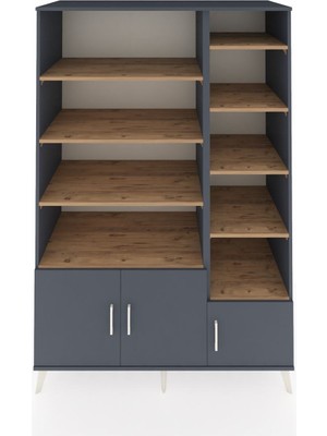 Kronos Dolap 10 Raflı 3 Kapaklı 132X59X195 Antrasit-Antrasit/çam