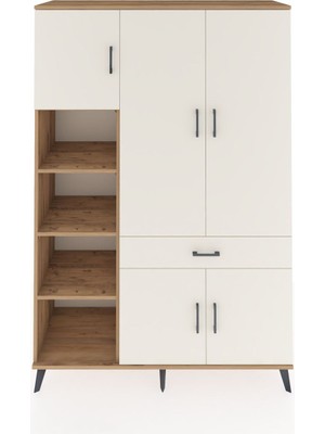 Hyperion Dolap 8 Raflı Tek Çekmeceli 5 Kapaklı 132X44X195 Çam-Aytaşı/aytaşı