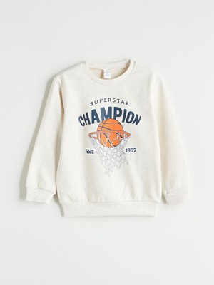 Lc Waikiki Yeni Sezon Bisiklet Yaka Baskılı Erkek Çocuk Sweatshirt