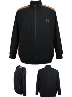 Erkek Büyük Beden 122-158 Kilo Arası Için Uygun Pamuklu Geniş Kalıp Dik Yaka Fermuarlı Sweat Mont