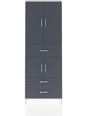 Arges Dolap 4 Raflı 3 Çekmeceli 4 Kapaklı 88X30X243 Aytaşı-Antrasit