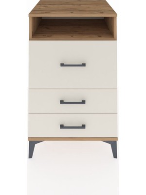 Kronos Komodin Tek Raflı 3 Çekmeceli 60X59X96 Çam-Aytaşı
