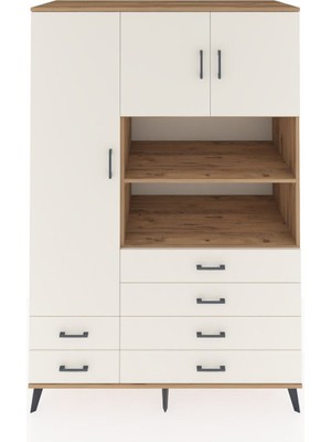Kronos Dolap 8 Raflı 6 Çekmeceli 3 Kapaklı 132X59X195 Çam-Aytaşı/aytaşı