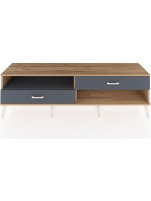 Hyperion Tv Ünitesi Tek Raflı 2 Çekmeceli  176X44X51 Çam-Antrasit/antrasit
