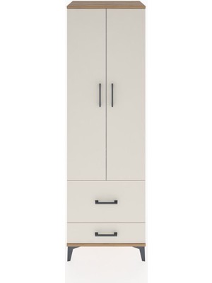 Hyperion Dolap 2 Raflı 2 Çekmeceli Tek Askılı 60X44X195 Çam-Aytaşı
