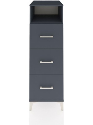 Kronos Dolap Tek Raflı 3 Çekmeceli 44X59X134 Antrasit-Antrasit