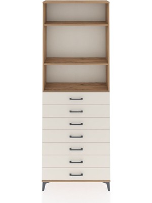 Arges Dolap 3 Raflı 7 Çekmeceli 88X30X243 Çam-Aytaşı