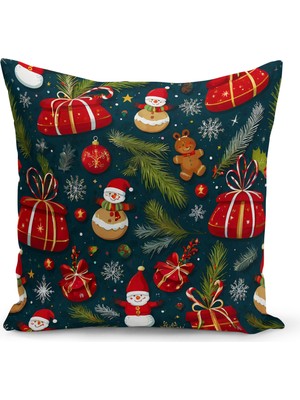 Yılbaşı Serisi Çift Tarafı Dijital Baskılı Kırlent Kılıfı (Christmas Noel Cushion Cover)