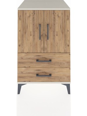 Kronos Komodin 2 Raflı 2 Çekmeceli 2 Kapaklı 60X59X96 Aytaşı-Çam