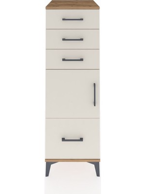 Kronos Dolap Tek Raflı 3 Çekmeceli Tek Kapaklı 44X59X134 Çam-Aytaşı