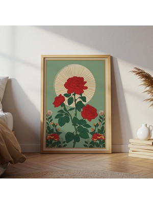 Kırmızı Gül Halk Sanatı: Eski Botanik Illüstrasyon ( )