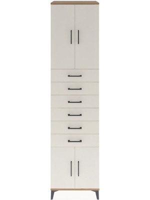 Hyperion Dolap 3 Raflı 6 Çekmeceli 4 Kapaklı 60X44X243 Çam-Aytaşı