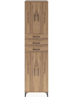 Hyperion Dolap 5 Raflı 3 Çekmeceli 4 Kapaklı 60X44X243 Çam-Çam