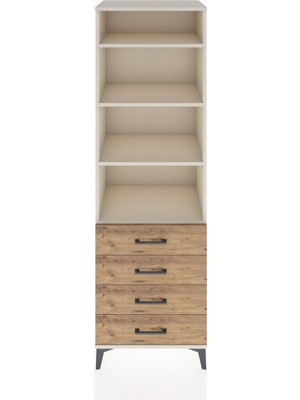 Hyperion Dolap 4 Raflı 4 Çekmeceli 60X44X195 Aytaşı-Çam