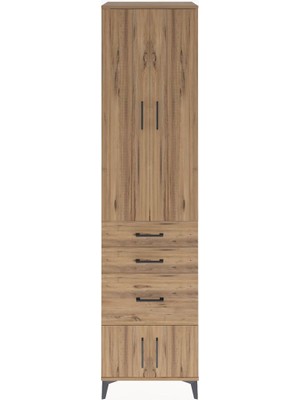 Hyperion Dolap 4 Raflı 3 Çekmeceli 4 Kapaklı 60X44X243 Çam-Çam