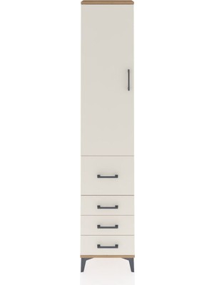 Arges Dolap 3 Raflı 4 Çekmeceli Tek Kapaklı 44X30X221 Çam-Aytaşı