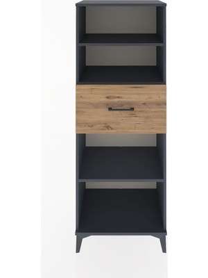 Hyperion Dolap 3 Raflı Tek Çekmeceli 60X44X163 Antrasit-Çam