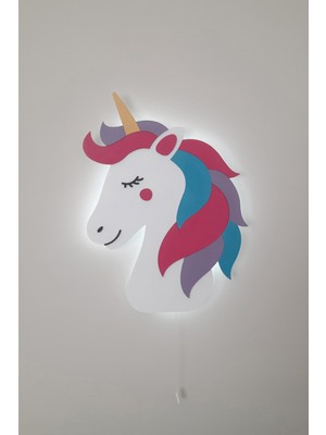 Turuncu Ahşap Unicorn Gece Lambası, Bebek ve Çocuk Odası Için Eğlenceli Aydınlatma