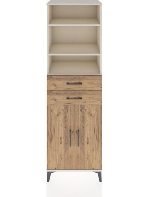 Hyperion Dolap 4 Raflı 2 Çekmeceli 2 Kapaklı 60X44X195 Aytaşı-Çam
