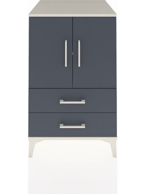 Kronos Komodin 2 Raflı 2 Çekmeceli 2 Kapaklı 60X59X96 Aytaşı-Antrasit